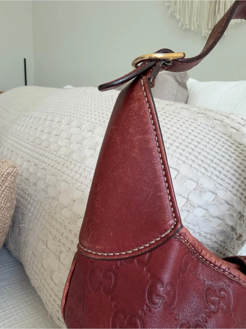 Vintage Gucci Jackie Burgundy Guccissima Leather Hobo Bag | Authentic w/ COA